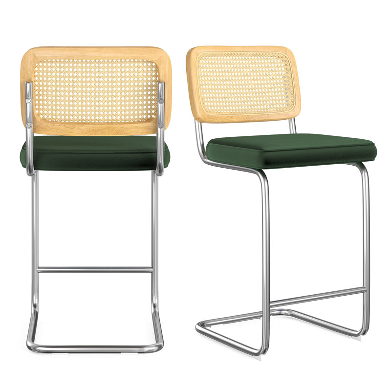Tabouret Baumgartner, Argenté, Vert, Tabouret de comptoir (siège d'une hauteur de 26 p