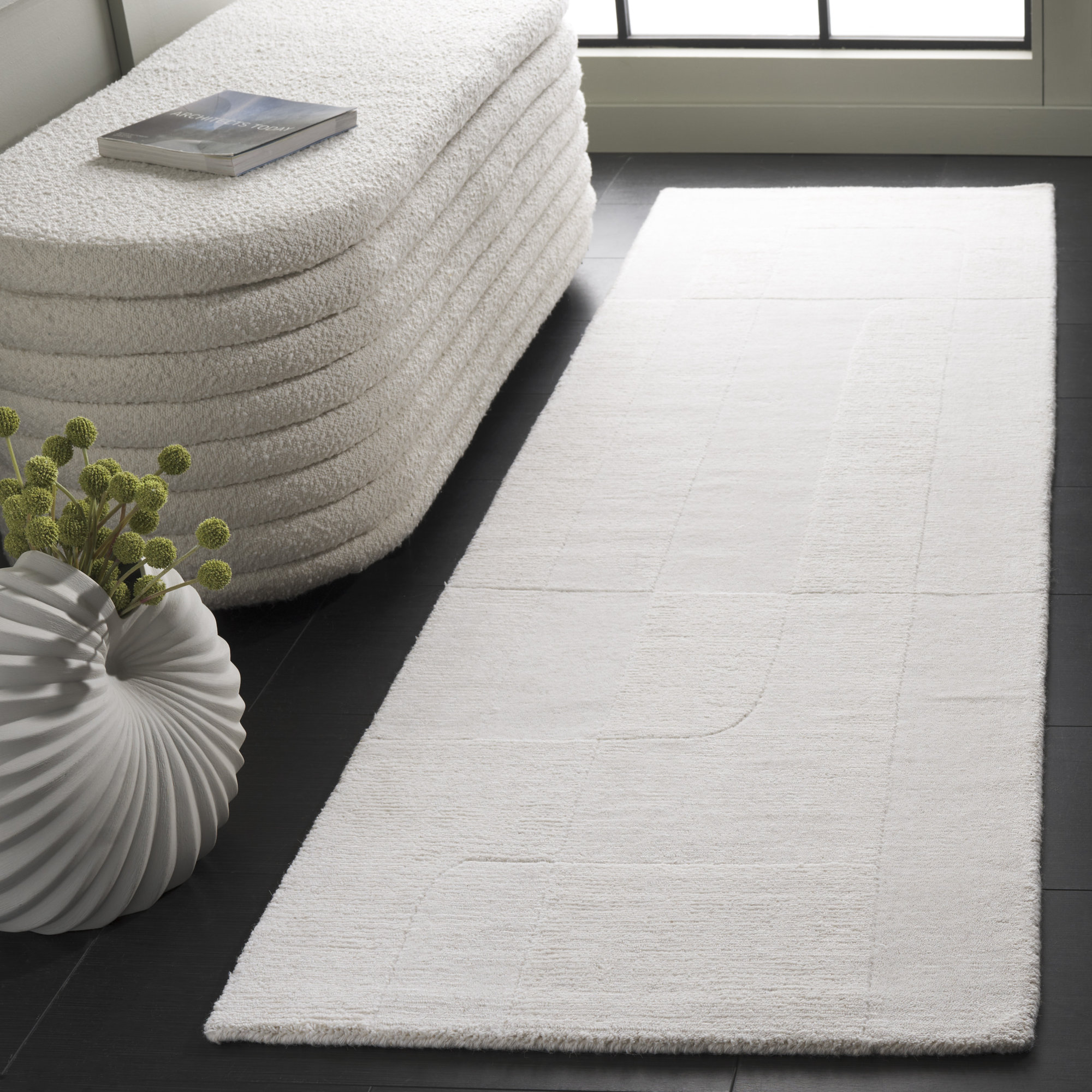 Kyrie Hand Loomed Ivory Rug, Runner 2'3" x 8'