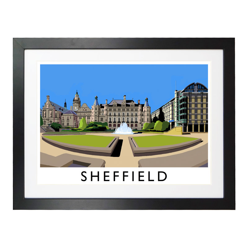 'Sheffield' by Richard O'Neil - Print, Black Wood Frame, 33.5 cm H x 43.5 cm W x 2.2 cm D