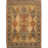 Agra Wool Oriental Area Rug in Ivory/Rust