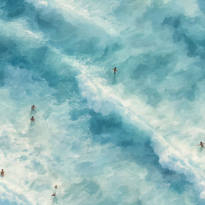 Adhésif mural nageur amovible "Swimmers Blue Water"
