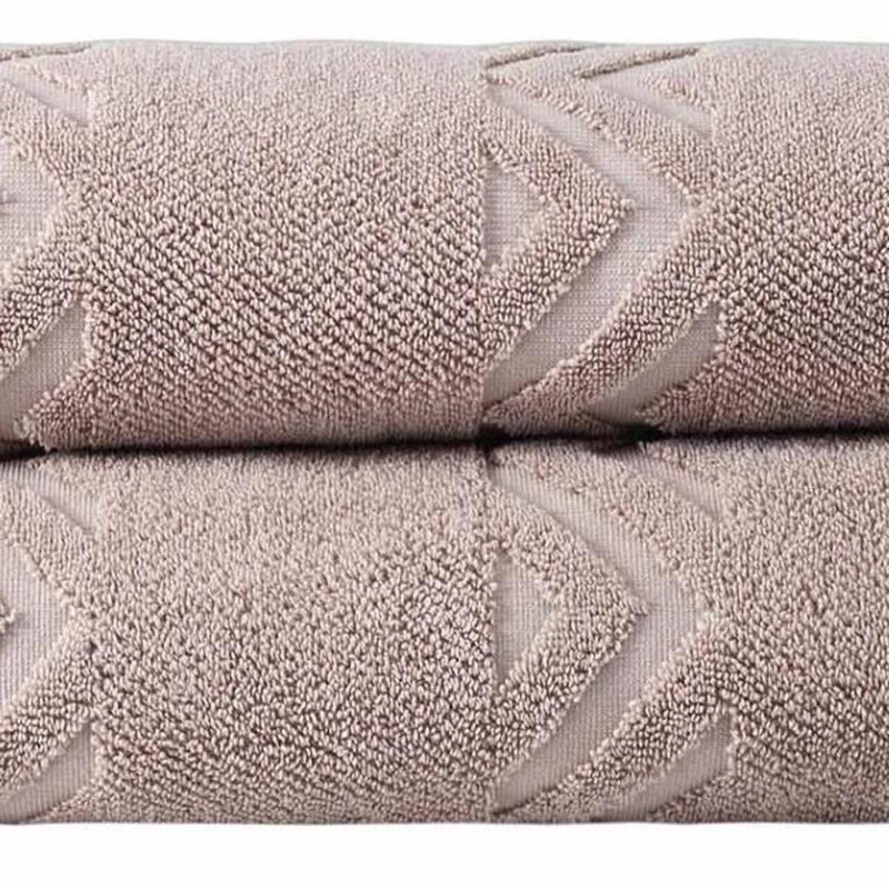 Ensemble de deux serviettes de bain en coton turc géométrique brun 54 po x 27 po, Brown