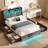 Upholstered Platform Bed Frame with Wingback Headboard, LED Lights & 4 Storage Drawers-1454704332-1454704335