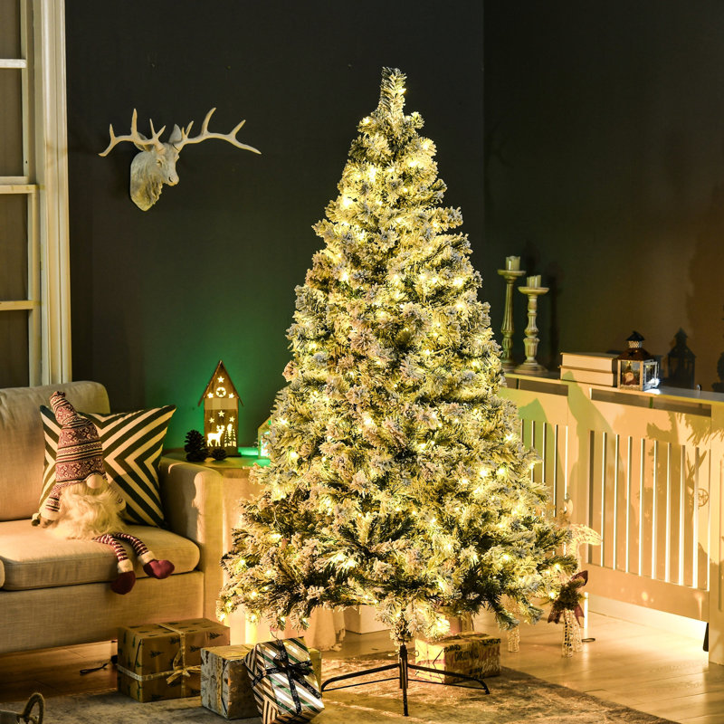 Arbre 607 de 6 pi avec options à DEL colorées et construction légère, Noël amusant et festif avec 607 branches, décoration