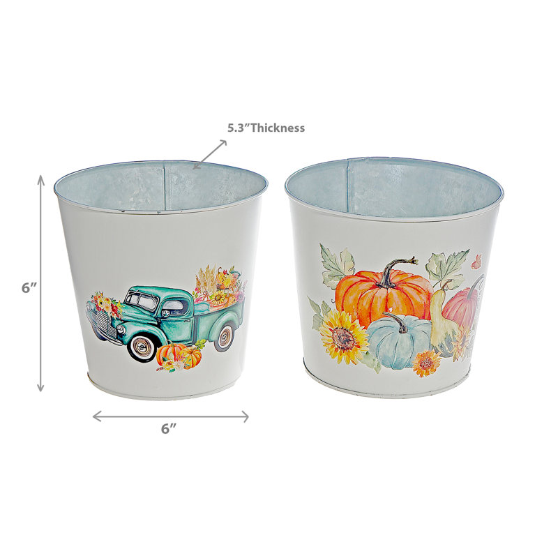 Jardinière ronde 6 "(citrouille, camion vert) (assorti) - ensemble de 2