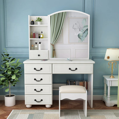 Bureau de coiffeuse avec miroir et lumières pour le maquillage Fashion