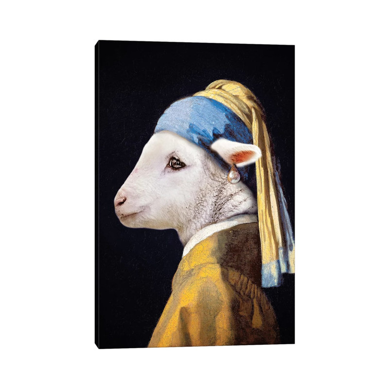 Lamb With The Pearl Earring by Karen Burke - Wrapped Canvas Print, 45.72cm H x 30.48cm W x 1.9cm D