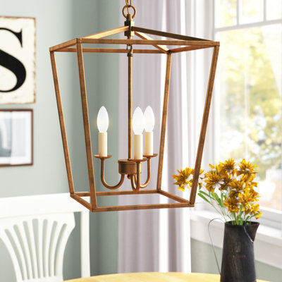 Rhys 3-Light Dimmable Metal Lantern Pendant