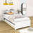 Wood Platform Bed with Trundle and Bookcase-2140958822-2140958875