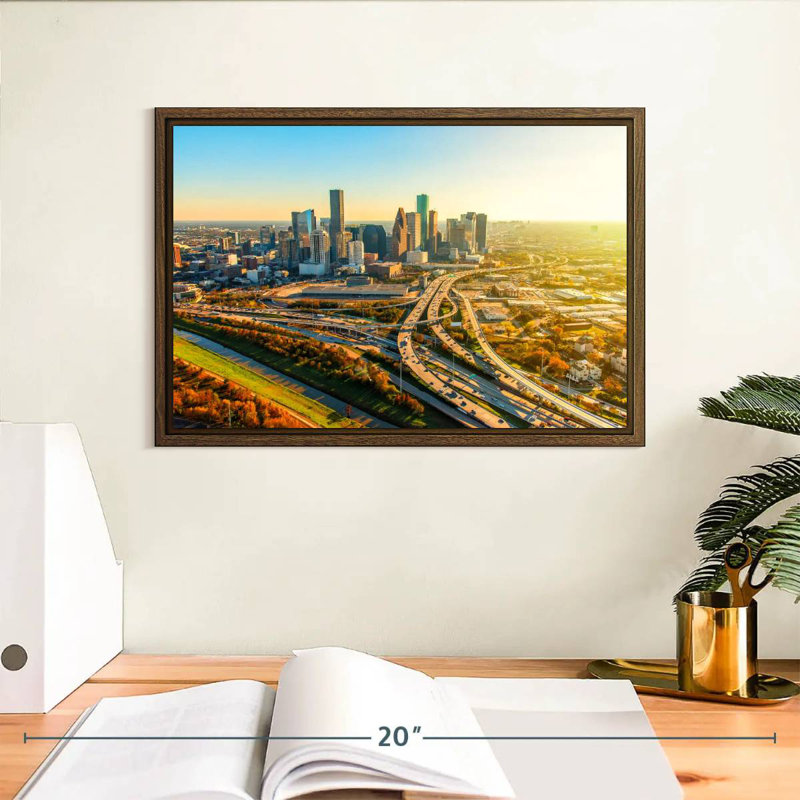 Golden Houston Highway, 13 po x 9 po, Cadre flottant noyer