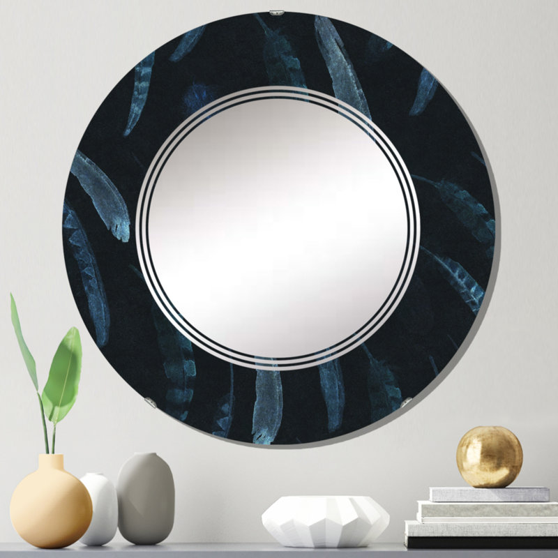 Miroir mural rond à motif bohème, 24 po x 24 po