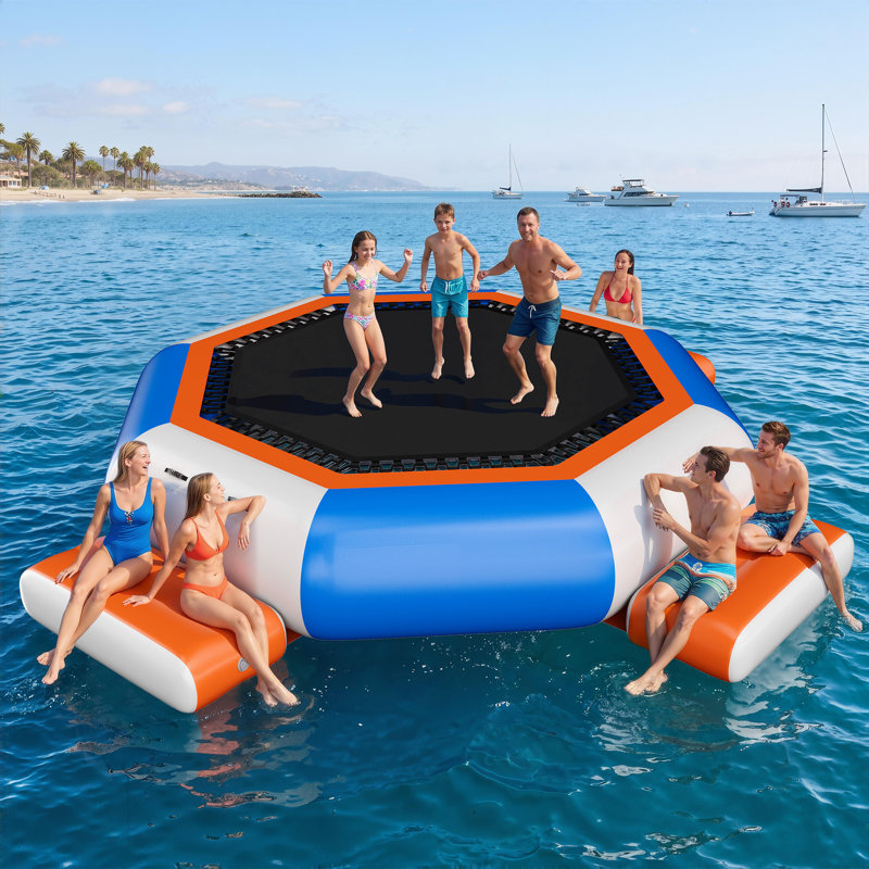 10Ft Inflatable Water Trampoline, 25.6" H x 177" W x 25.6" D