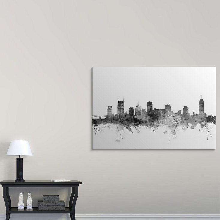 «Nashville Tennessee Skyline» par Francy, impression, H 24 po x l 36 po x P 1,5 po, Toile