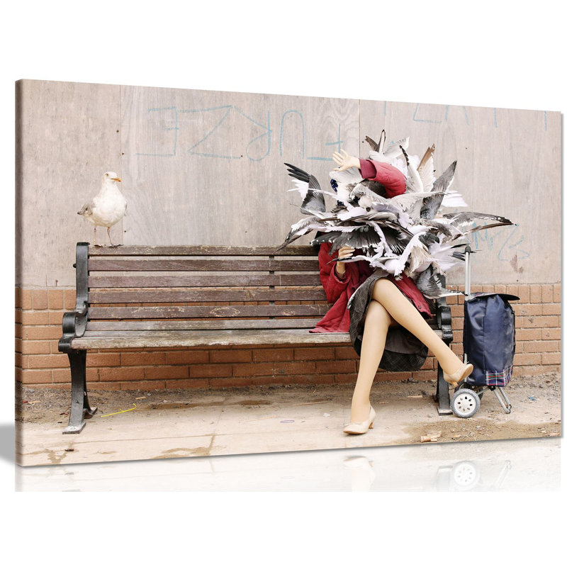 Seagulls Attack Banksy Dismaland - Wrapped Canvas Print, 61cm H x 91cm W