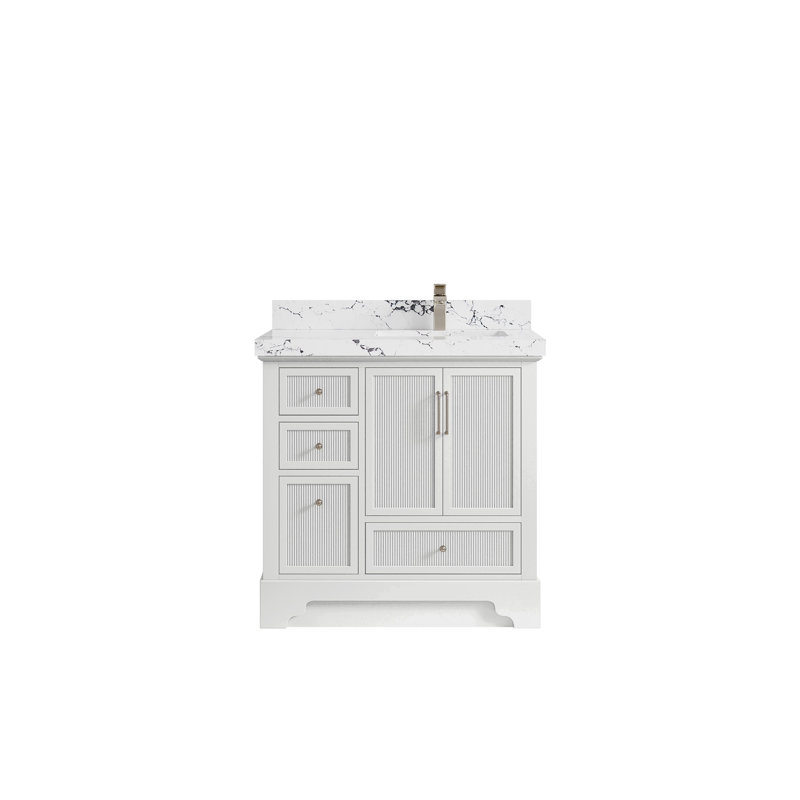 Meuble-lavabo simple 36 po avec plateau en quartz Alys