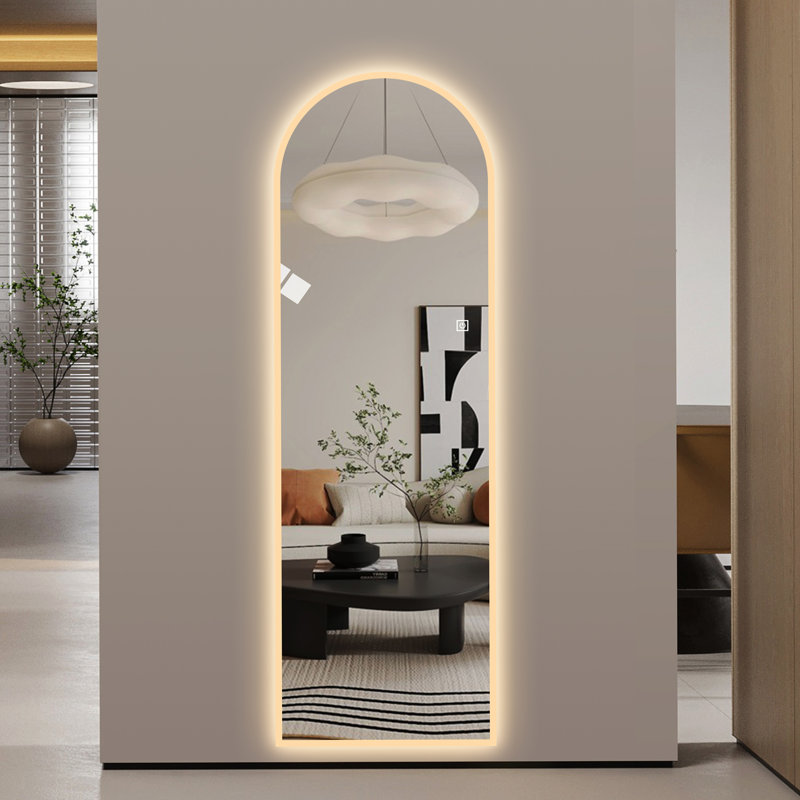 LED Full Length Wall Mirror, Symmetrical Arch Mirror with Dimmable 3 Color Temperature Lighting