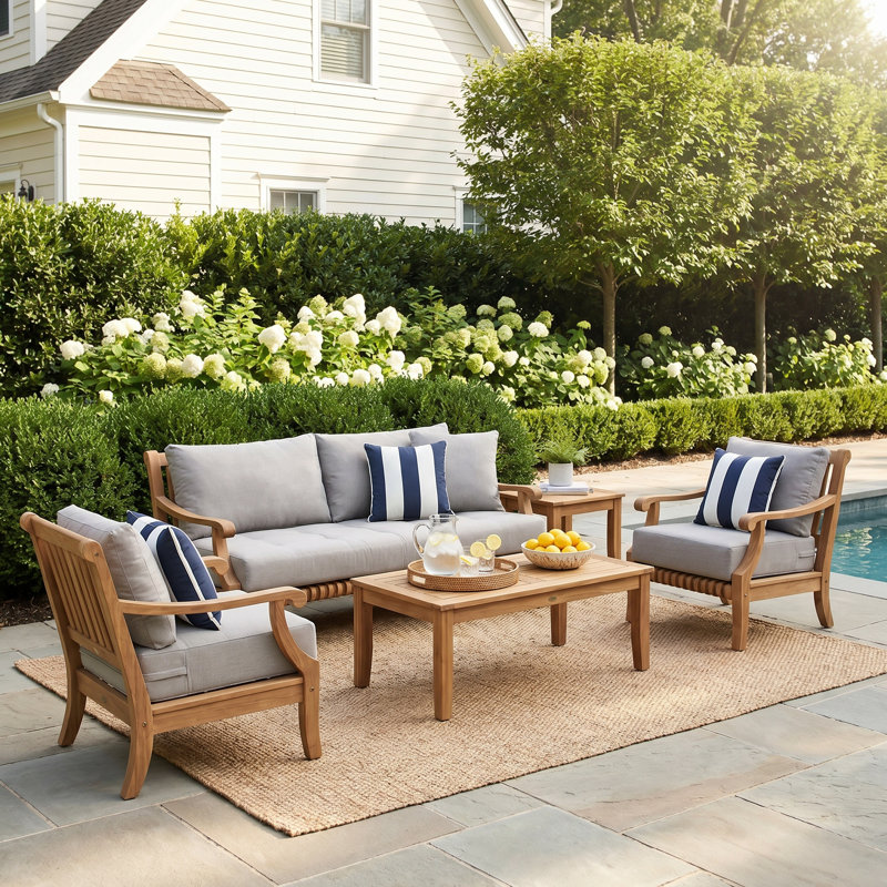 Mabrey Teak - Person Patio Conversation Set