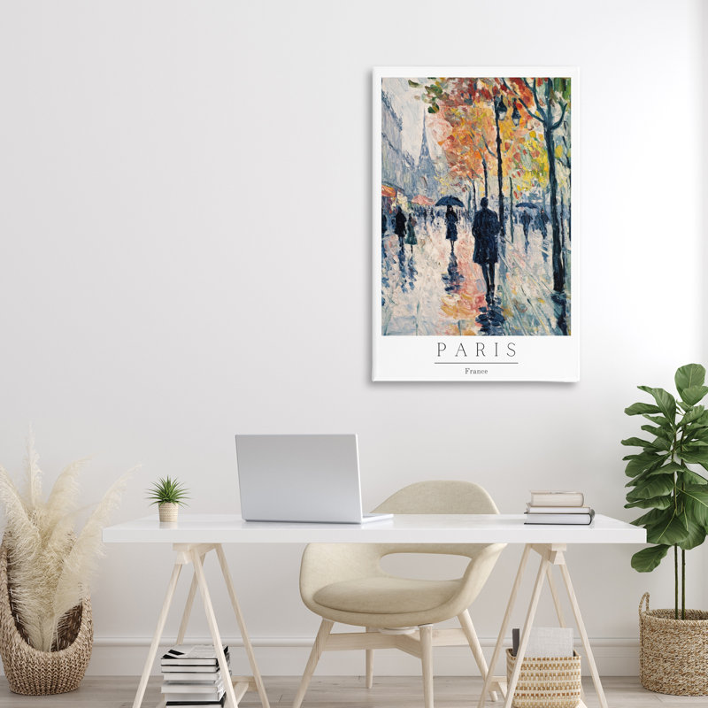 «Autumnal Paris Street Scene», conception par Petal Prints Design, H 36 po x l 24 po