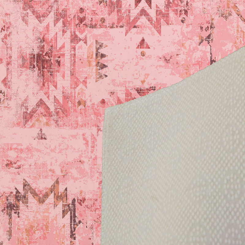 Tapis rose en polyester tissé à la machine Messerw, Rectangle 5 pi 3 po x 7 pi 7 po