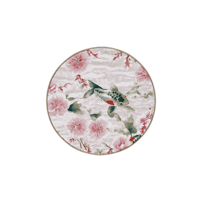 Machine Washable Beige Area Rug, Round 6'
