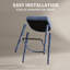 Ensemble de 2 tabourets de bar à hauteur de comptoir, chaises de bar en tissu avec dossier incurvé et pieds en métal, tabourets d'îlot de cuisine modernes avec repose-pieds, bleu-520525697