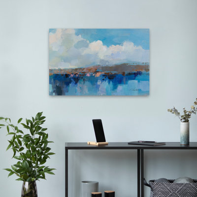 Impressionistic Seaside I Coastal Abstract Blue Landscape Brown Coast