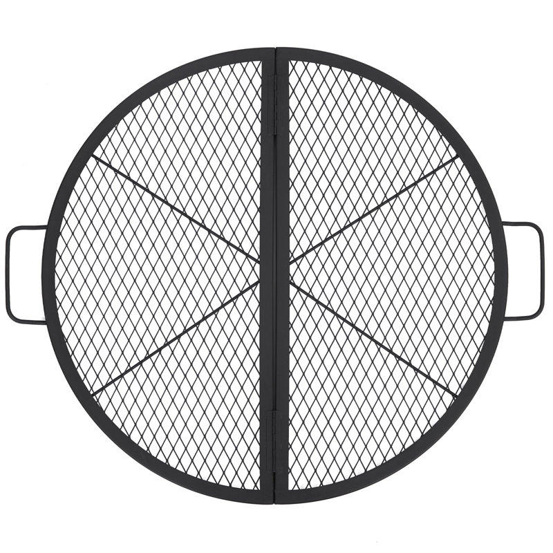 Grille pliable pour foyer d'extérieur, grille de cuisson pour barbecue en acier robuste avec poignée en X-Marks Campfire, batterie de cuisine extérieure portative pour feu de camp et barbecue