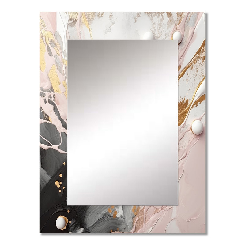 Marbre gris et rose mystérieux - miroir unique en marbre, grand miroir mural gris, impression d'art en métal, 32 po x 24 po