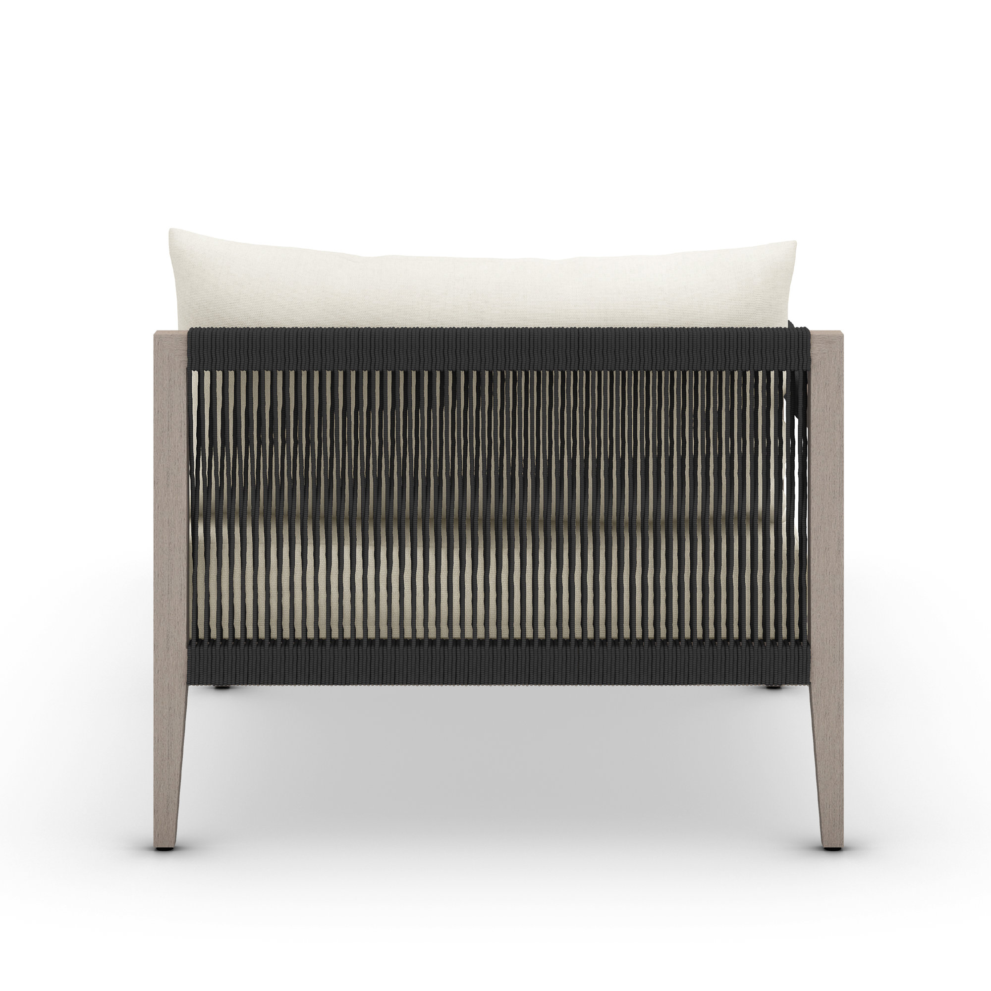 Kristine 33'' Outdoor Teak Chaise Lounge, Weathered Gray/Dark Gray, Polyester Blend Ivory
