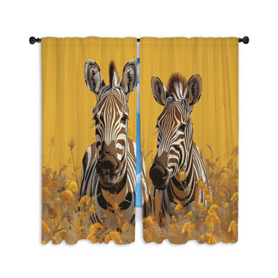 Zebras Wildlife Bathroom Room Darkening Curtain Pair