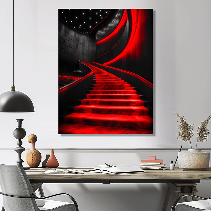 Monochromes harmoniques noires et rouges - salles de concert, Toile tendue, H 16 po x l 32 po