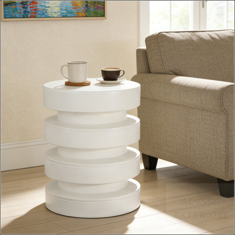 Table d'appoint moderne à 3 niveaux MGO, Blanc