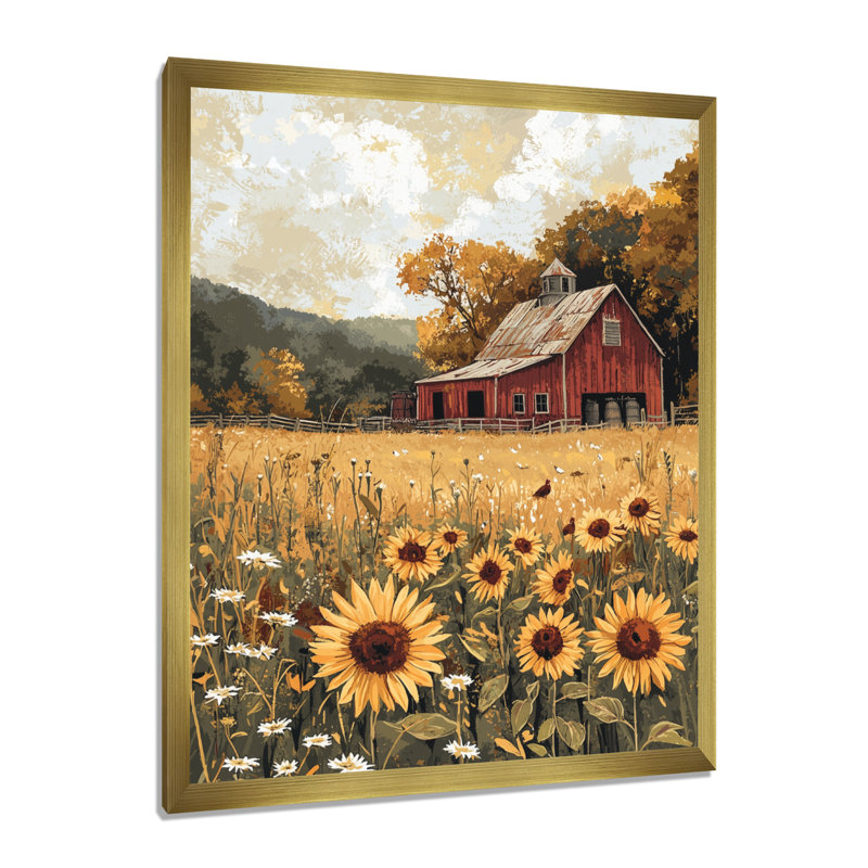 Dujuan - Floral Wall Art Living Room, H 44 po x l 34 po, Reproduction encadrée d'une seule photo, Doré