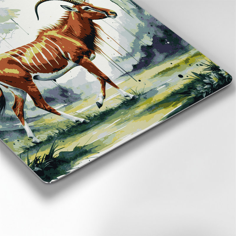 Faune bongo, art mural en métal beige, H 32 po x l 32 po