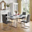 Ensemble de salle à manger 5 pièces rectangulaire moderne avec base chromée et chaises en porte-à-faux rembourrées-1648347934-1648347935