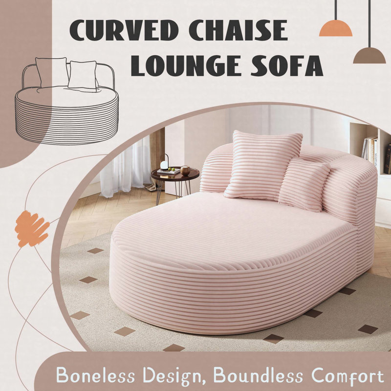 Canapé moderne sans méridienne 51,6 po avec deux coussins de soutien, Pink