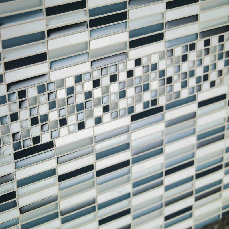 Viva Linda 1'' W x 3'' L Glass & Stone Tile Mosaic Sheet, Sky blend