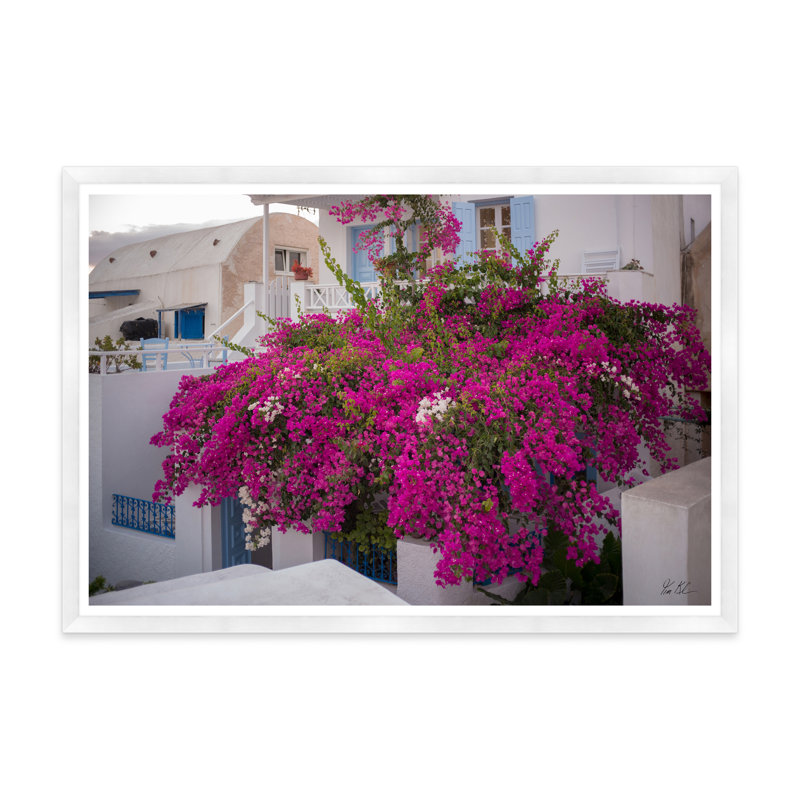 Bougainvillée Oia, Cadre blanc, H 35,5 po x l 54,75 po x P 1,5 po