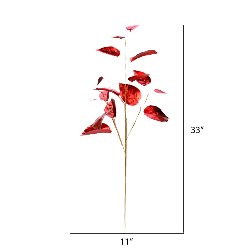Vickerman 33" Shiny Leaf Artificial Christmas Spray, Red