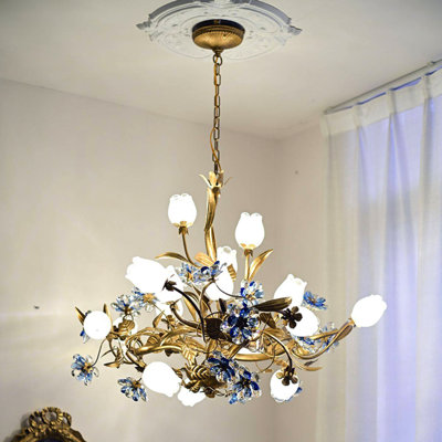 Lustre floral rustique en cristal, lampe à fleurs pour le salon, la chambre à coucher et la salle d'étude