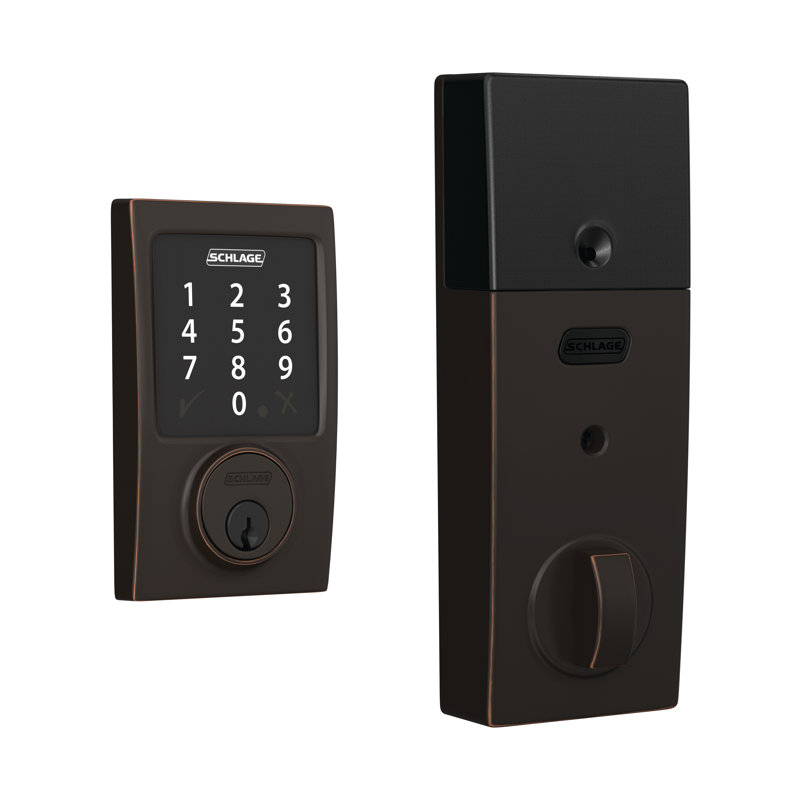 Century Single Cylinder Electronic Deadbolt with Z-Wave Technology, Aged Bronze