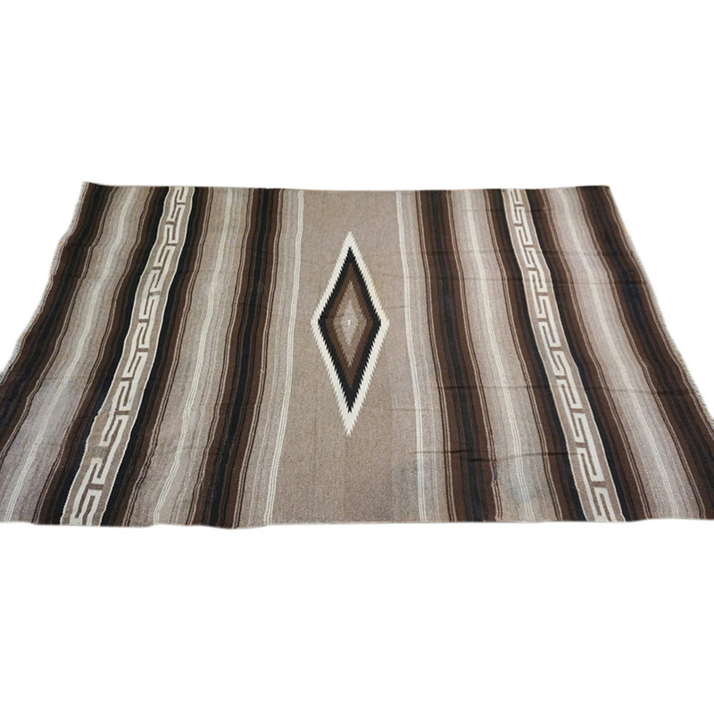 Antique Navajo Native American Geometric Flat Weave Rug
