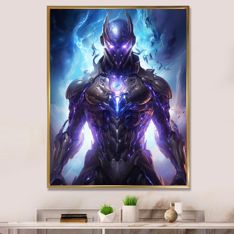 Villian Robot I, Gold Floater Framed, 20" H x 12" W x 1" D