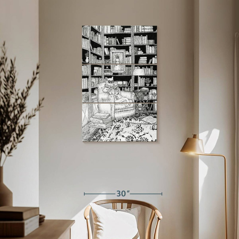 Brampt The Cat's Library, 57" H x 36" W