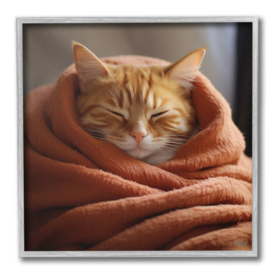 «Cuddling Sleepy Cat», art de la giclée encadrée par RB