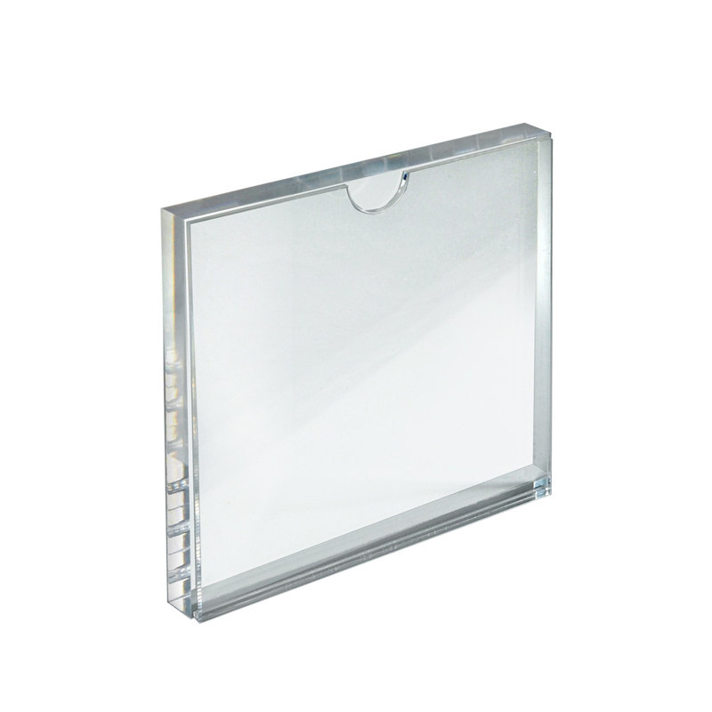 Clear Acrylic Block Sign Holder Frame 4” x 4”, Top Load, 2-Pack