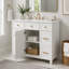 Meuble-lavabo 36 po avec lavabo en céramique, cadre en bois massif blanc, portes à fermeture douce, tablettes réglables, 3 tiroirs, y compris un tiroir à double profondeur pour le rangement du sèche-cheveux-518526663