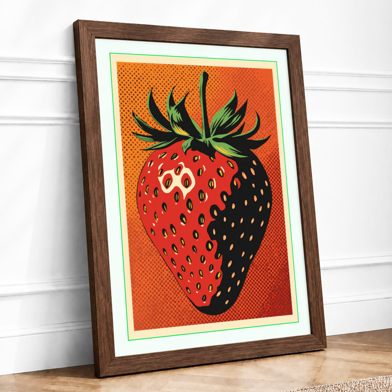 Strawberry Bold Geometric - Print, A2 - 59.4 x 42.0 cm, Walnut