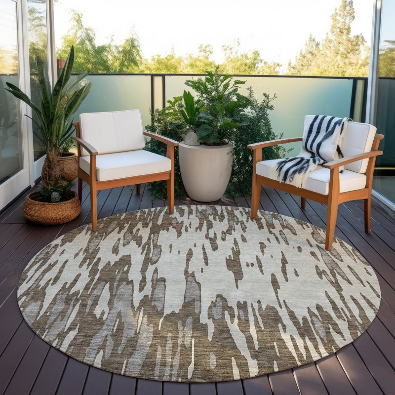 Tapis rectangulaire Aleighna avec envers antidérapant, Rond 8 pi