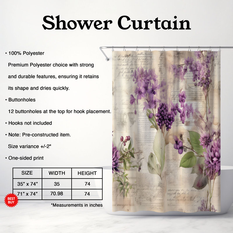 Rideau de douche Premium, H 74 po x l 71 po